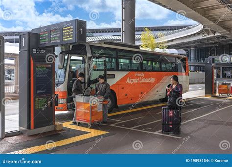 Shuttle Airport Limousine Bus In Standby At The Bus Stop Of Narita