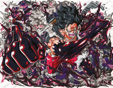 Luffy Gear 4 Snakeman Onepiece Drawing Print Sml Gaus Etsy