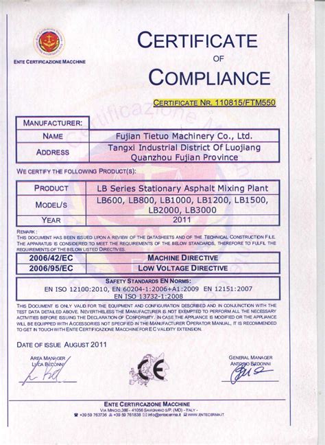 European Ce Certificate Fujian Tietuo Machinery Co Ltd