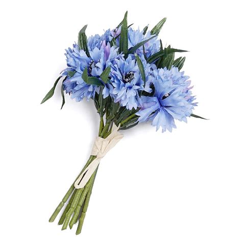 Light Blue Artificial Cornflower Bundle Bushes Bouquets Floral
