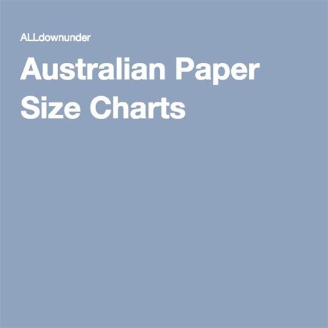 Australian Paper Size Charts