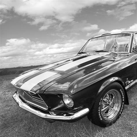 Vintage V8 In Black And White Mustang Gt Square Photograph By Gill