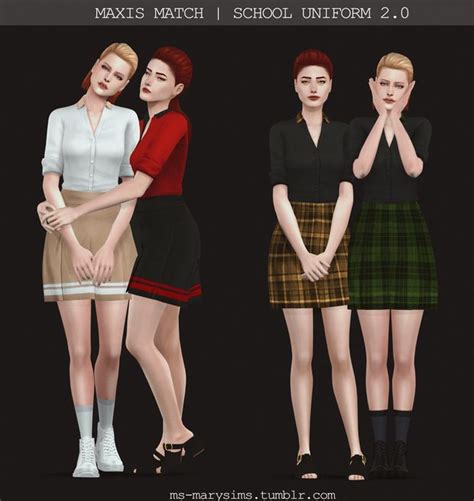 MAXIS MATCH School Uniform 2 0 MS Mary Sims Maxis Match Sims 4