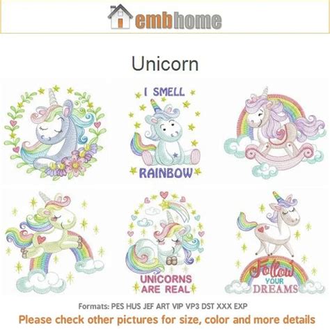 Unicorn Machine Embroidery Designs Pack Instant Download 5x5 Etsy