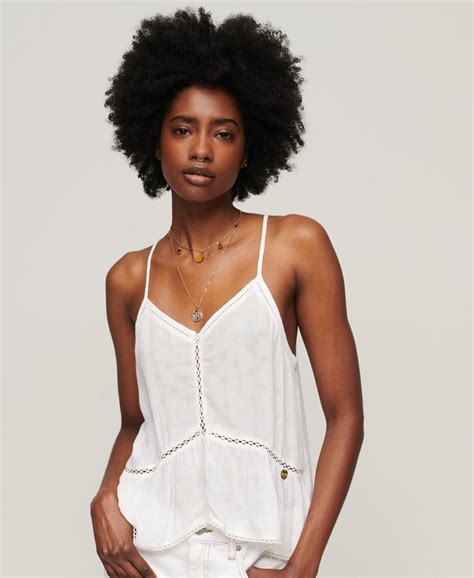 Womens Ladder Trim Cami Top In Off White Superdry Uk