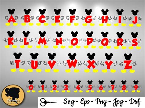 Mickey Mouse Alphabet Mickey Numbers Font Silhouette Cameo Etsy