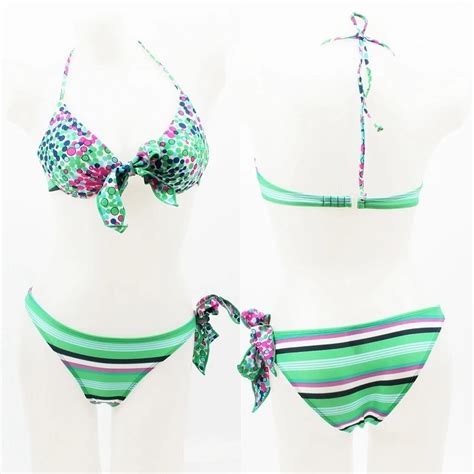 Floral Bowknot Bikini Swimwear For Small Bust Female Thickening