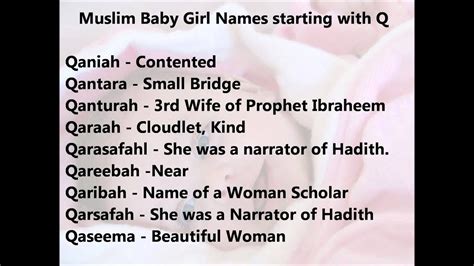 Muslim Baby Girl Names Starting With Q Old Arabic Baby Girl Names