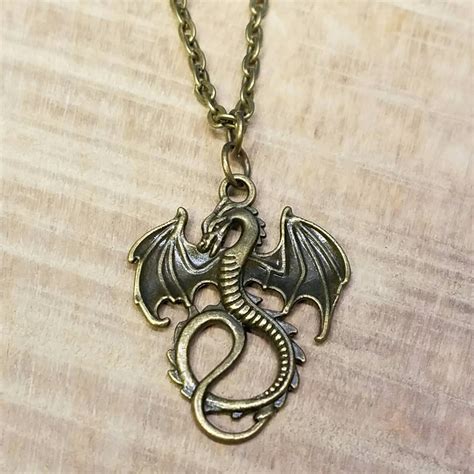 Dragon Necklace Dragon Pendant Dragon Jewelry Bronze