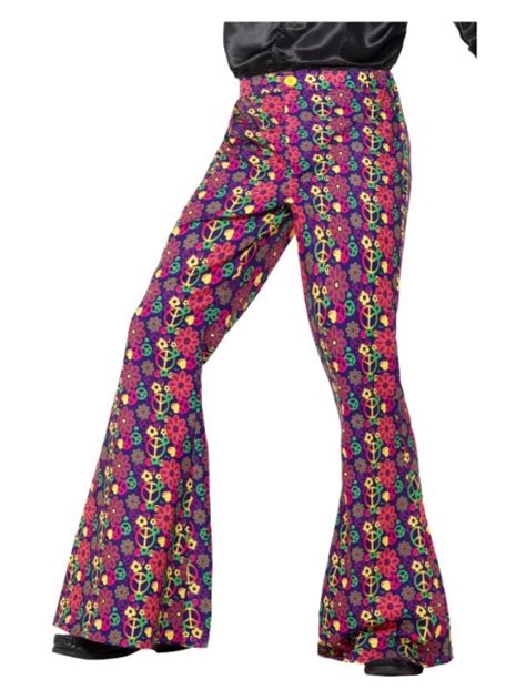 Mens 60s Psychedelic Cnd Flared Trousers 60s And 70s Costume