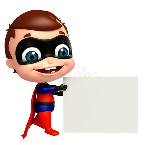 3d Rendered Illustration Of Superbaby With White Board Stock