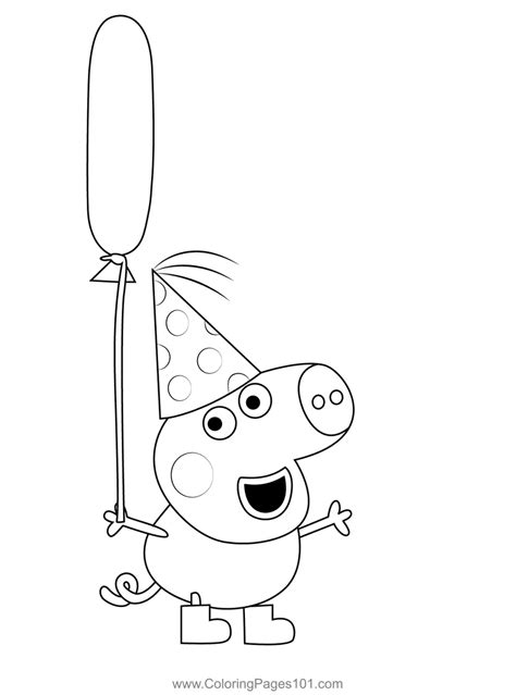 Enjoy Pig Birthday Coloring Page For Kids Free Peppa Pig Printable