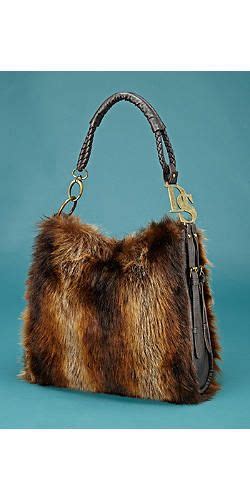Tanuki Hobo Handbag Fabulous Furs Brown Faux Fur Faux Fur Handbag