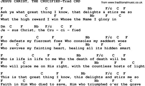 Gospel Song Jesus Christ The Crucified Trad Lyrics And Chords