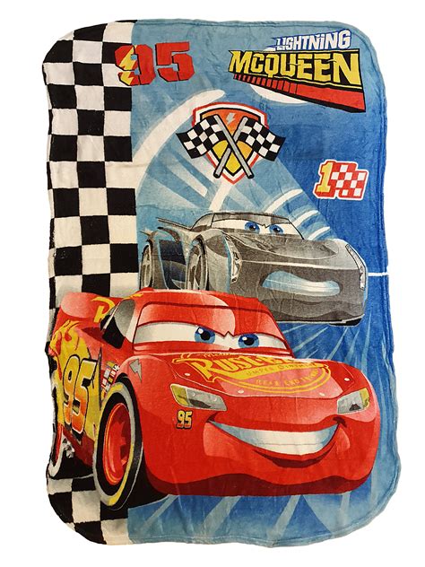 Disney Pixer Cars 3 Lightning Mcqueen Panel Fleece Blanket Throw