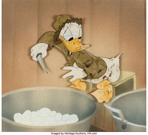 Donald Gets Drafted Donald Duck Production Cel Courvoisier Setup Lot