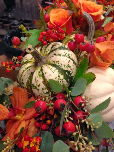 Fall Arrangement Use Of Variegated Gourds Or Pumpkins With Berries