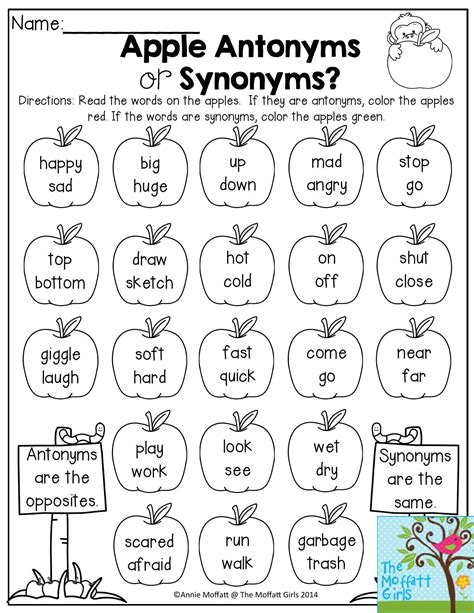 Synonyms And Antonyms Worksheet For Class 3