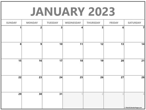 January 2023 Blank Calendar 2022