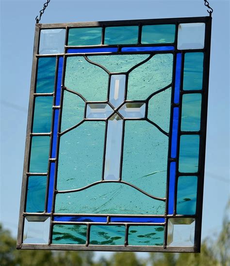 Religious Stained Glass Art Beveled Cross Window Windsong Glass Studio