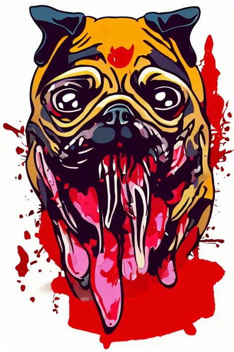 Evil Pug The Devil Sticker Blood Thirsty Blood Stable Diffusion