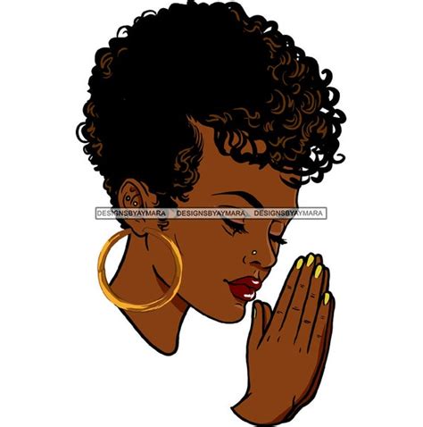 African American Woman Praying Clipart Black