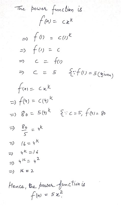 [solved] find a power function f x cx k that has the given properties course hero