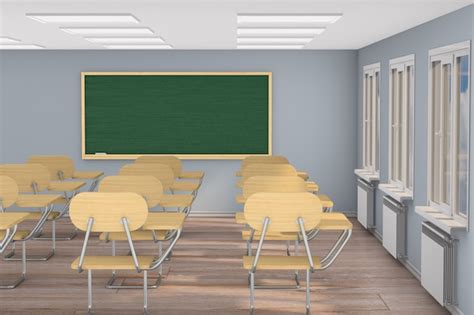 Premium Photo Interior Empty School Classroom 3d Illustration Back