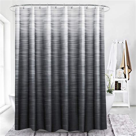 Broshan Modern Black Shower Curtain Fabric Black Ombre Pattern Grey Neutral Home Bath Curtain