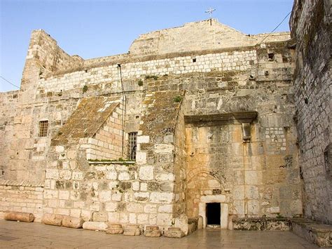 Ancient Church Of The Nativity Bethlehem Marking The Spot Of Our