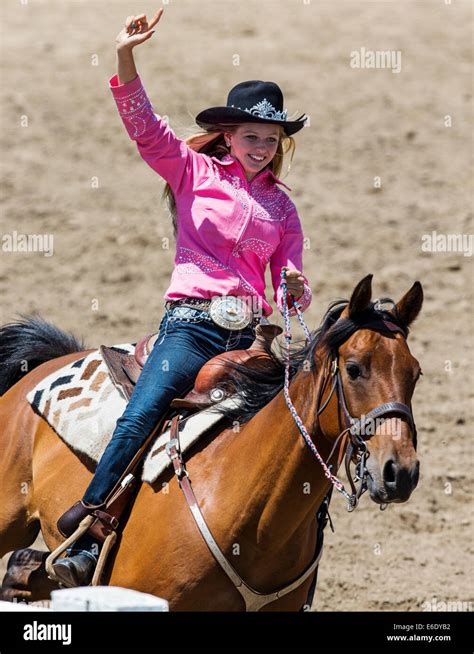 Newly Crowned Rodeo Queen On Horseback Chaffee County Fair And Rodeo
