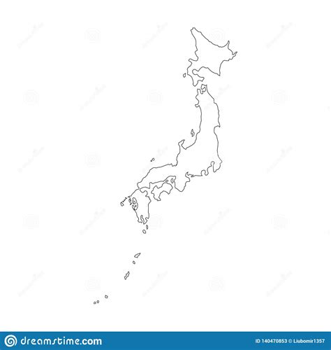 Japan map black and white. Vector Map Japan. Outline Map. Isolated Vector Illustration. Black On White Background Stock ...