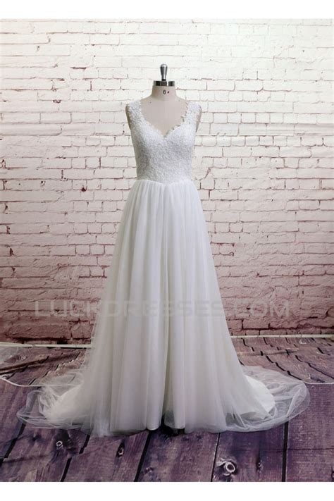 A Line Lace And Tulle Bridal Wedding Dresses Wd010678