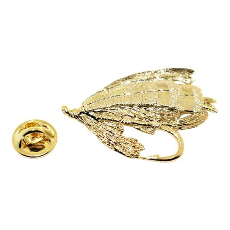 Salmon Fly Pin 24k Gold Lapel Pin Brooches Pins