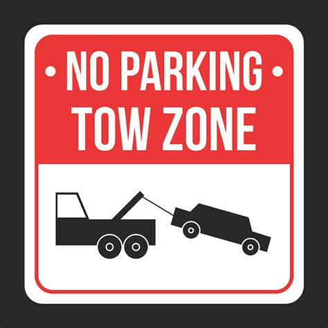 No Parking Tow Zone With Symbol Print Black White And Red Plastic