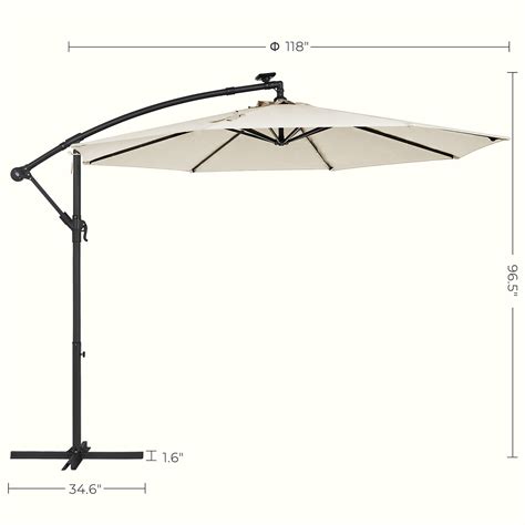Cantilever Patio Umbrella With Lights Songmics