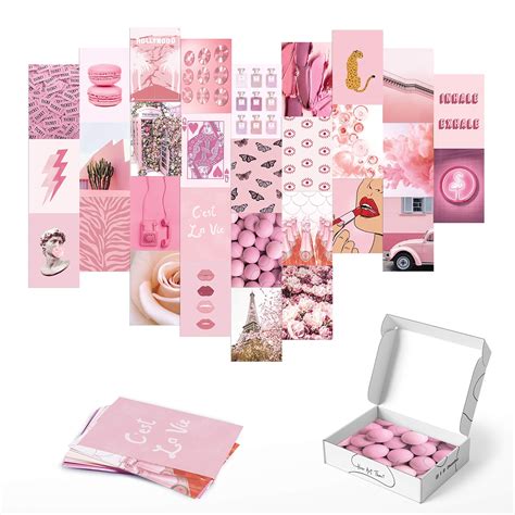 Haus And Hues Pink Aesthetic Wall Collage Kit Set Of 30 Aesthetic
