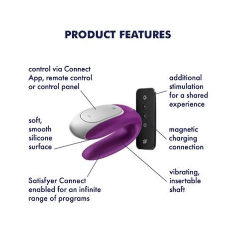 satisfyer double fun silicone rechargeable dual vibrator with remote control purple sex toys