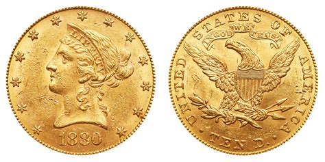 1880 Coronet Head Gold 10 Eagle New Style Liberty Head With Motto