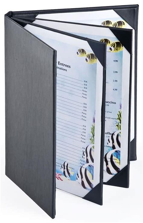 Restaurant Menu Holder 4 Page Cover W Synthetic Leather Finish