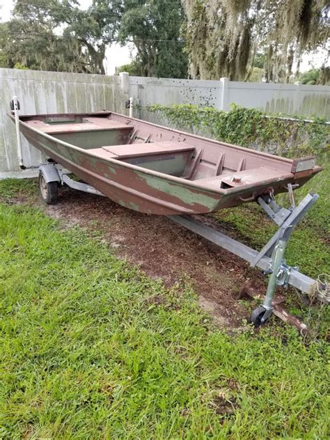 Alumacraft 14 Ft Jon Boat With 15hp Outboard And Rip Tide Trolling