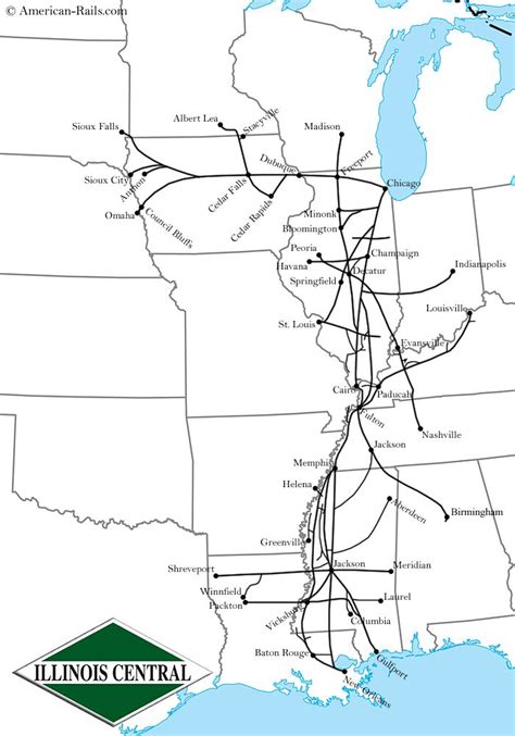 The Illinois Central Railroad Train Map Railroad Photography Us