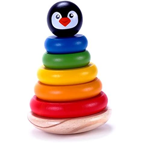 Premium Wooden 6 Piece Rainbow Stacking Rings Toy For Babies 1 And 2