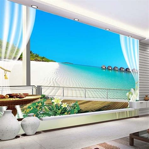 Custom 3d Photo Wallpaper Murals Maldives 3d Stereoscopic Window