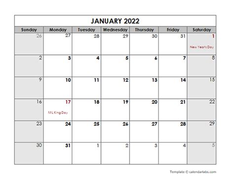 2022 Monthly Calendar With Us Holidays Free Printable Templates