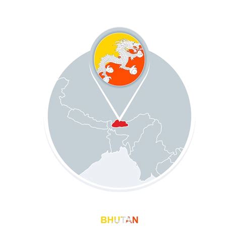 Carte Du Bhoutan Et Icône De Carte Vectorielle De Drapeau Avec Le