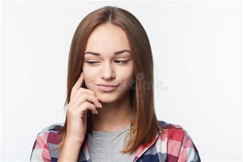Closeup Portrait Of Thinking Teen Girl Looking To Side Stock Image