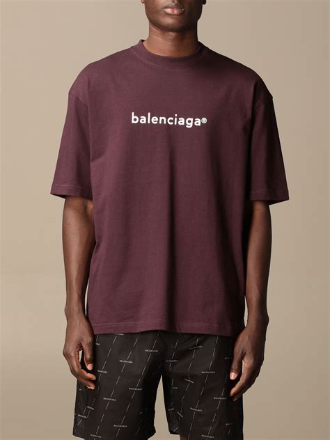 Balenciaga Cotton T Shirt With Logo T Shirt Balenciaga Men Violet T Shirt Balenciaga 612966