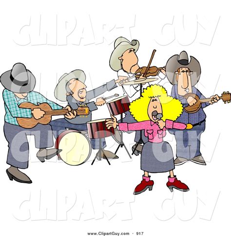 Clip Art Of A Country Western Band Playing Country Music On White By