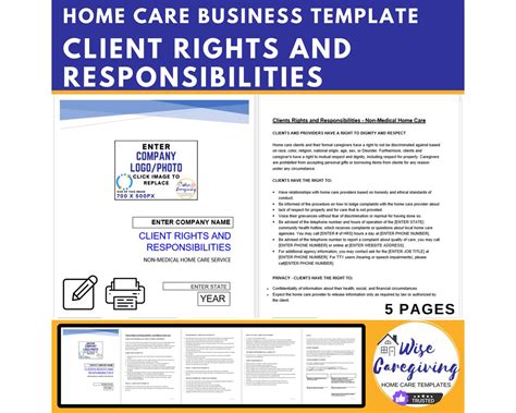 Clients Rights And Responsibilities Template Non Medical Home Care